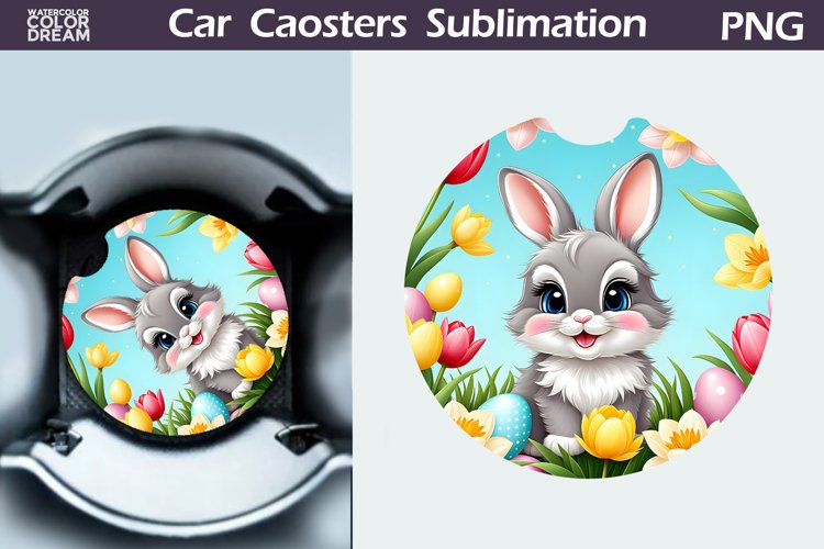 Spring Bunny Car Coaster | Easter Bunny Coaster