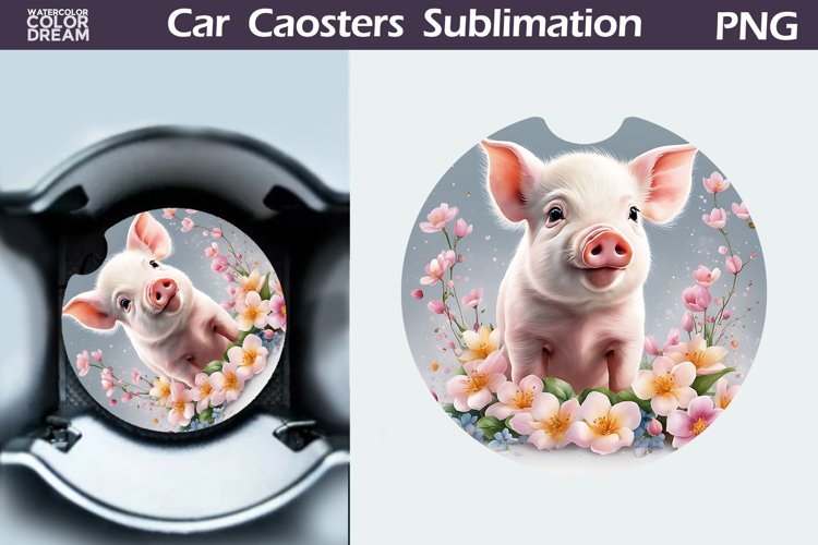 Spring Pig Car Coaster | Farm Animal Coaster