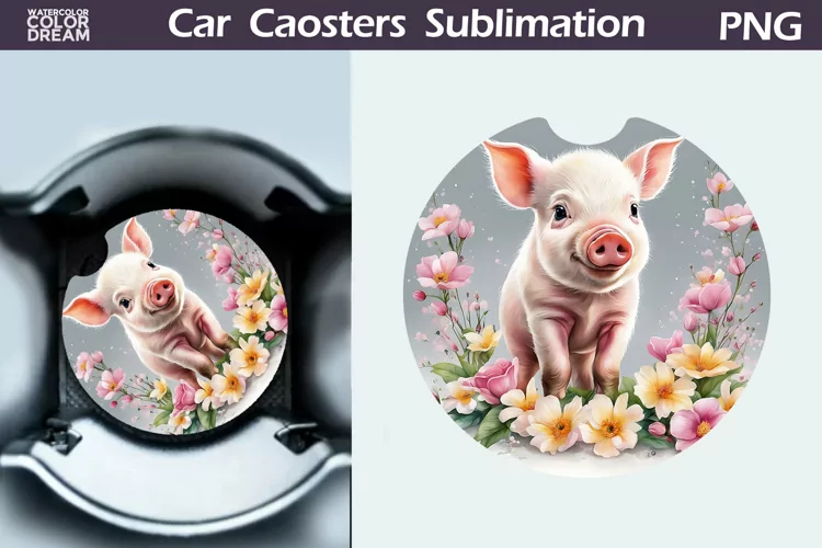 Spring Pig Car Coaster | Farm Animal Coaster