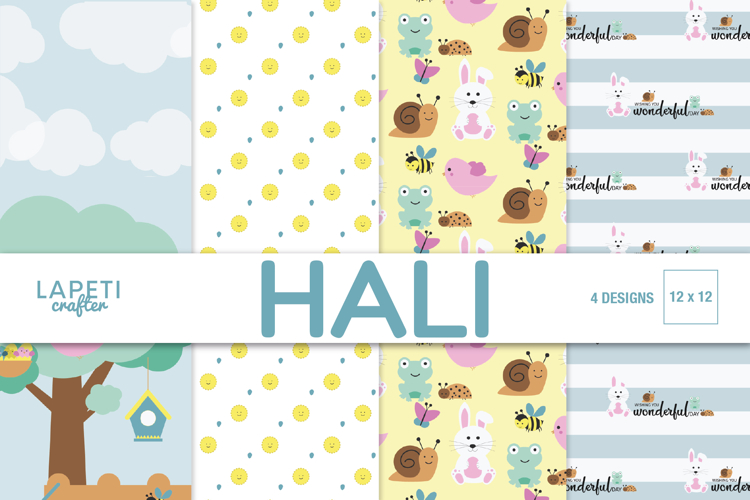 Spring Animals Digital Paper, Spring Scrapbook Backgrounds
