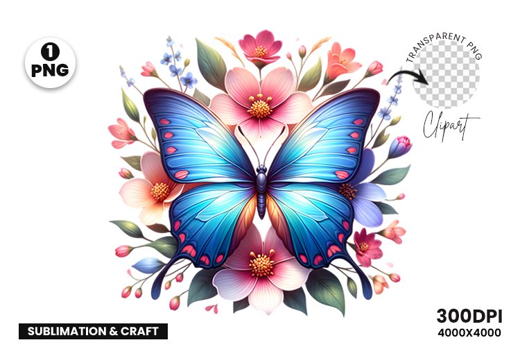Spring Butterfly Sublimation Clipart, Spring Sublimation PNG