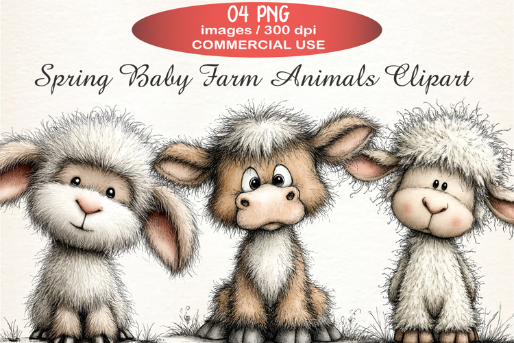 Spring Baby Farm Animals Clipart