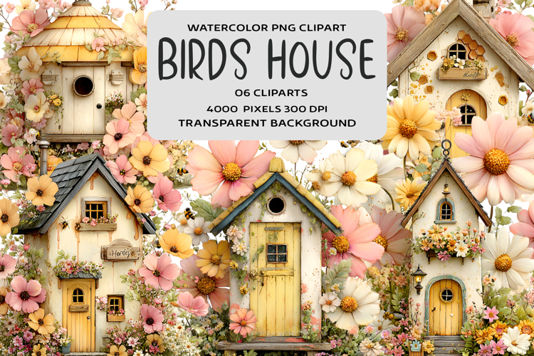 Spring Birds House Clipart