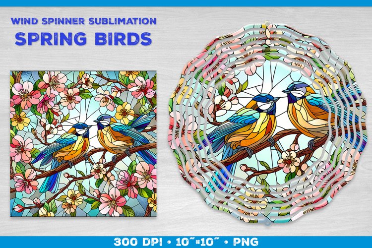 Spring Birds Wind Spinner Sublimation Template