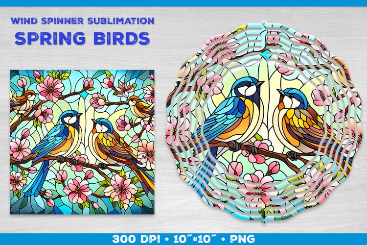 Spring Birds Wind Spinner Sublimation Template