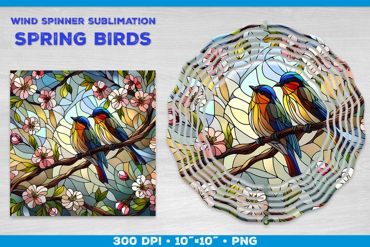 Spring Birds Wind Spinner Sublimation Template example image 1