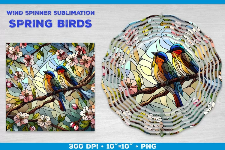 Spring Birds Wind Spinner Sublimation Template
