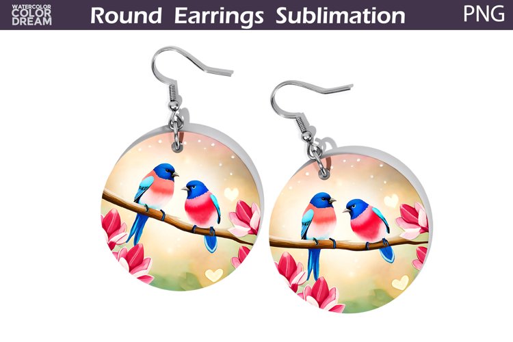 Spring Birds Round Earrings | Cute Birds Earrings example image 1