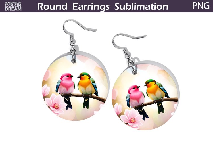 Spring Birds Round Earrings | Cute Birds Earrings example image 1
