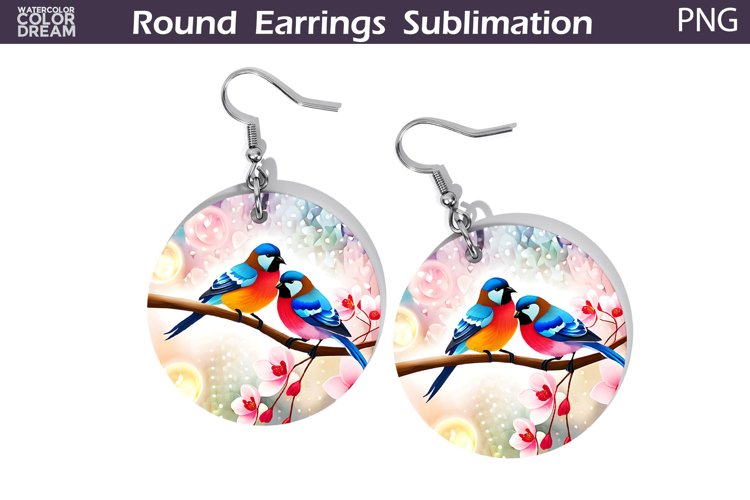 Spring Birds Round Earrings | Cute Birds Earrings example image 1