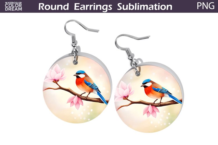 Spring Birds Round Earrings | Cute Birds Earrings example image 1
