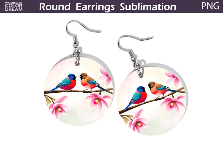 Spring Birds Round Earrings | Cute Birds Earrings example image 1