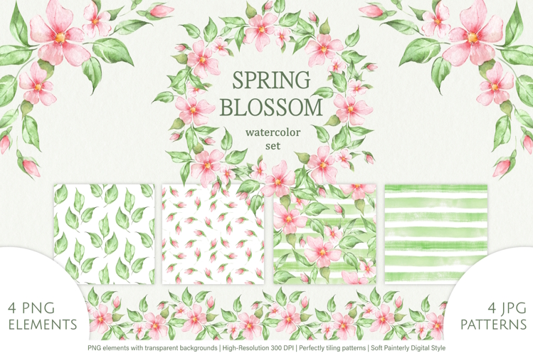 Spring Blossom Watercolor Floral Set