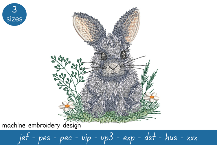 Spring bunny embroidery design