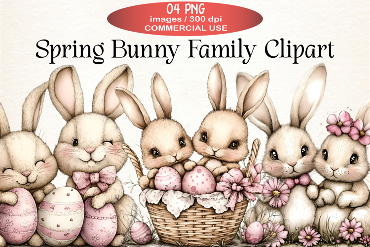 Spring Bunny Family Clipart