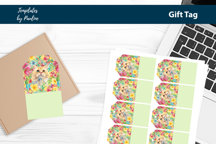 Spring Cat Gift Tag Sheet, Printable Easter Product Label