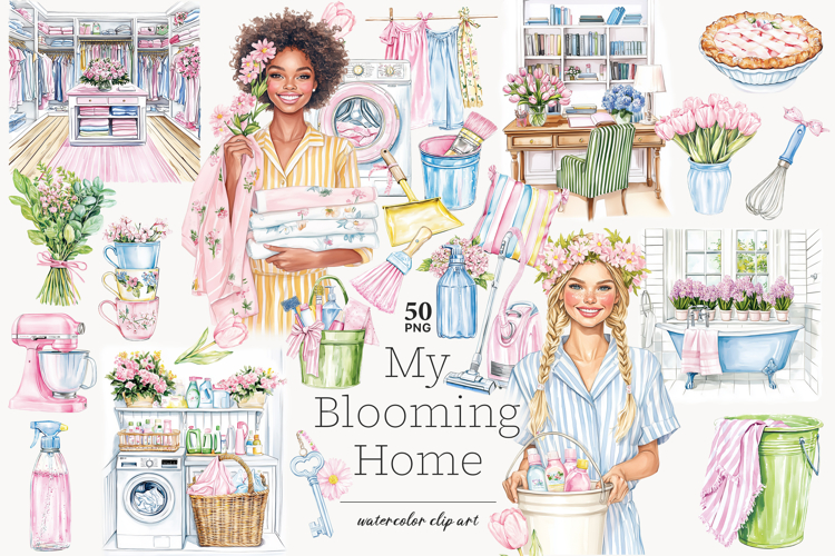 Spring Clipart | Cleaning Clip Art | Cozy Home PNG