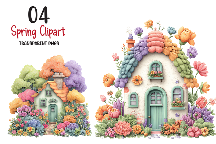 Spring Clipart Png,bright Spring Flowers Kids And Cottage
