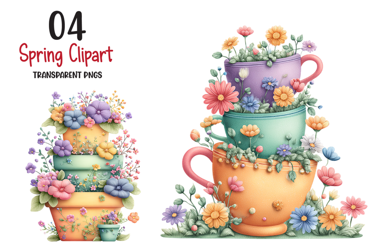 Spring Clipart Png,bright Spring Flowers Kids And Cottage
