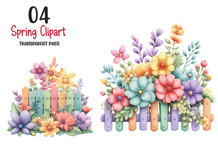 Spring Clipart Png,bright Spring Flowers Kids And Cottage