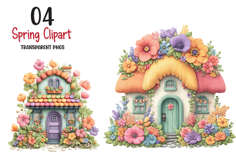 Spring Clipart Png,bright Spring Flowers Kids And Cottage