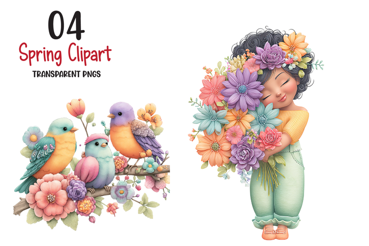Spring Clipart Png,bright Spring Flowers Kids And Cottage