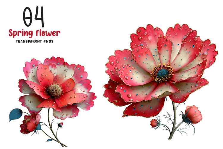 Spring Cosmos Flower Clipart example image 1