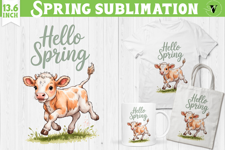 Welcome Spring sublimation | spring funny cow sublimation