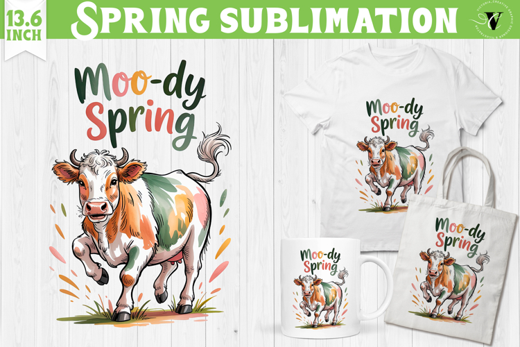 Welcome Spring sublimation | Spring funny cow sublimation