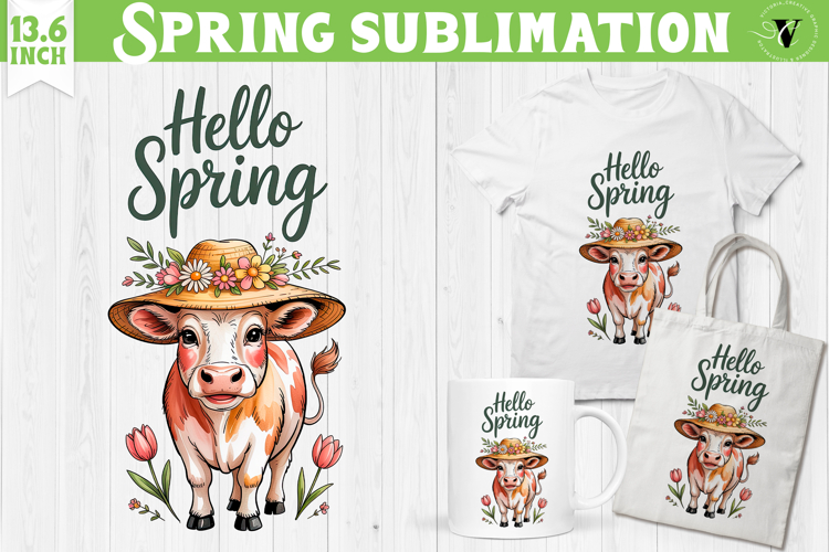 Welcome Spring sublimation | spring funny cow sublimation