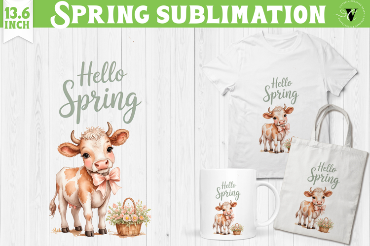 Welcome Spring sublimation | spring funny cow sublimation
