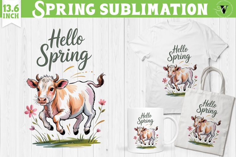 Welcome Spring sublimation | spring funny cow sublimation