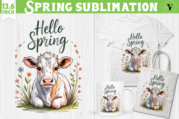 Welcome Spring sublimation | spring funny cow sublimation
