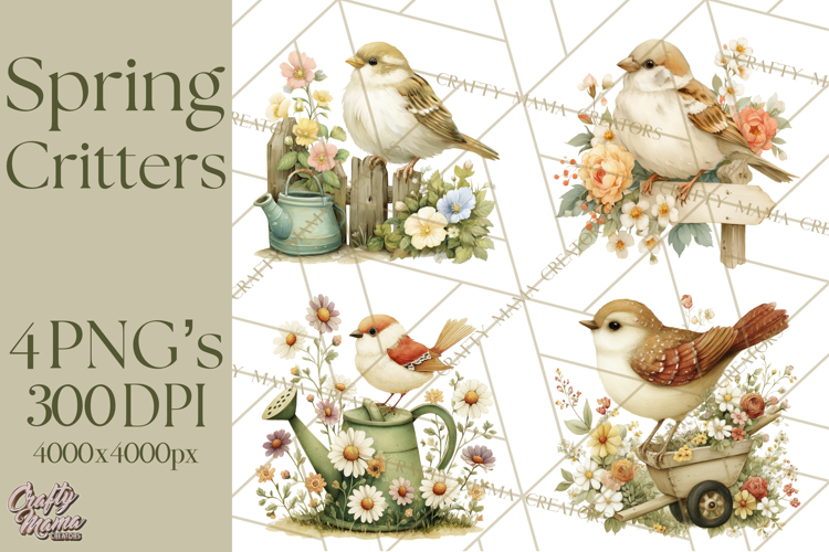 Vintage Garden Animals Clipart, Ducklings Bunnies Lambs