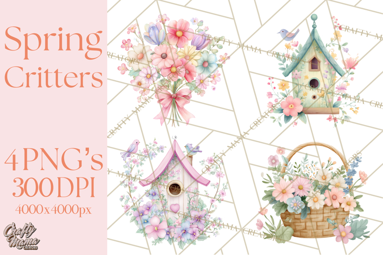 Spring Animals Clipart PNG, Cute Baby Animals, Pastel Spring