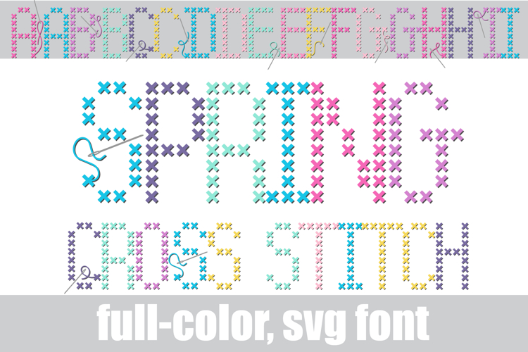 Spring Cross Stitch Color Font