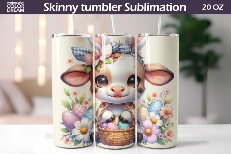 Easter Cute Cow Tumbler | Spring Animal Tumbler Wrap