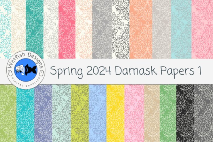 Spring Damask Papers example image 1