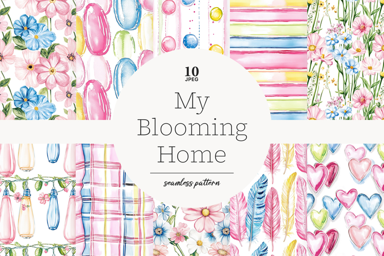 Spring Digital Paper | Pastel Floral Seamless Patterns