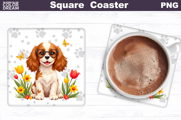 Cavalier King Square Coaster | Dog Square Coaster