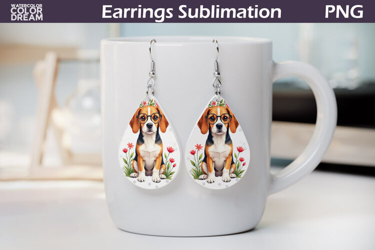 Dog Teardrop Earrings |Beagle Teardrop Earrings example image 1