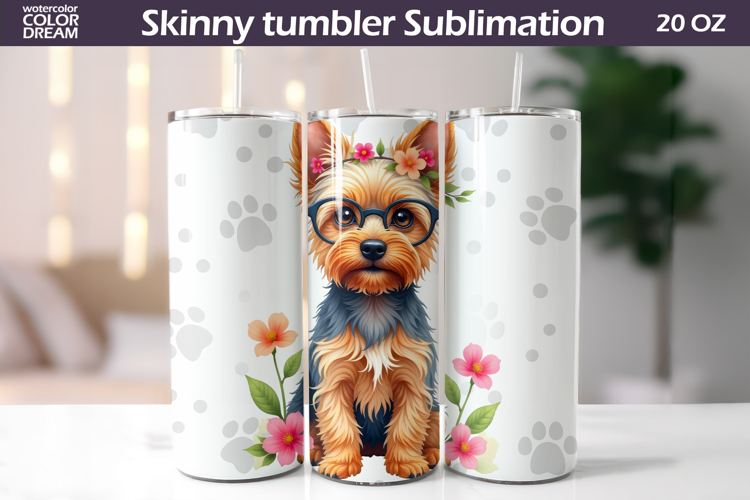 Dog Flowers Tumbler Wrap | York Tumbler Sublimation