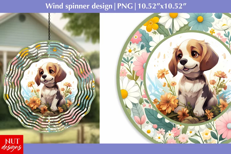 Wind spinner Spring Beagle Dog face Spring Sublimation