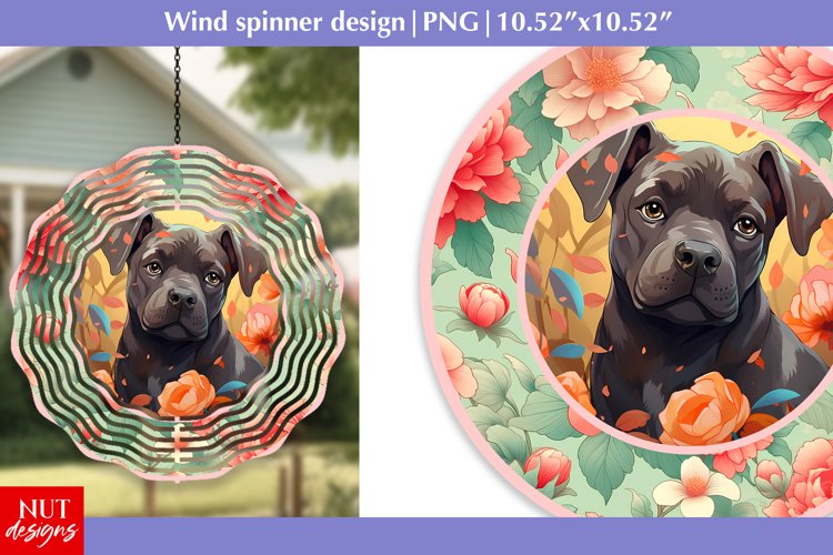 Floral dog Wind spinner Cane Corso Baby Dog face sublimation