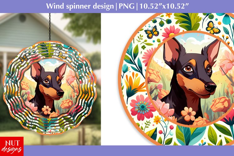 Doberman Baby Dog face Spring Wind spinner Sublimation