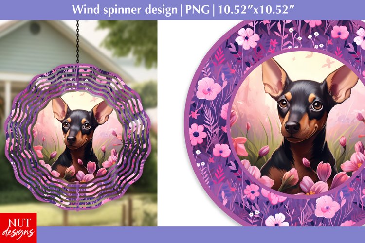 Doberman Dog face Spring Wind spinner Baby Dog Sublimation