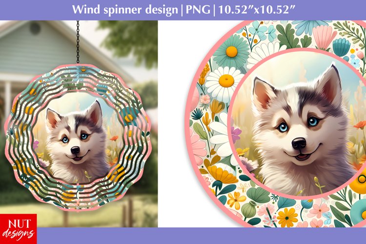 Husky Dog face Summer Wind spinner Baby Dog wind spinner