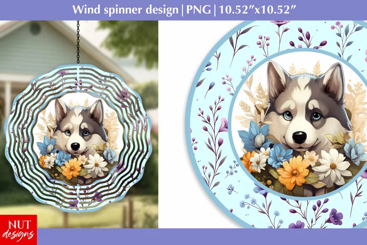 Husky Dog face Summer Wind spinner Dog wind spinner