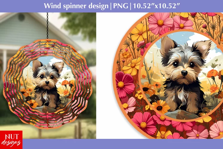 Yorkshire terrier Dog face Spring Wind spinner Sublimation