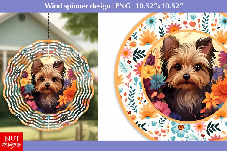 Yorkshire Terrier Dog face Spring Wind spinner Sublimation